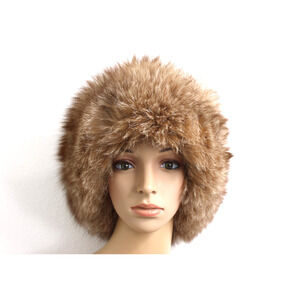 CROWNCAP HAT M Fur & Leather Crystal FOX Winter Glam Vintage